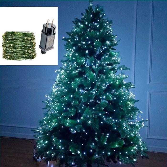 Гірлянда Роса на зеленому дроті 50 м 500 LED 8 режимів з пультом Холодний білий - фото 6