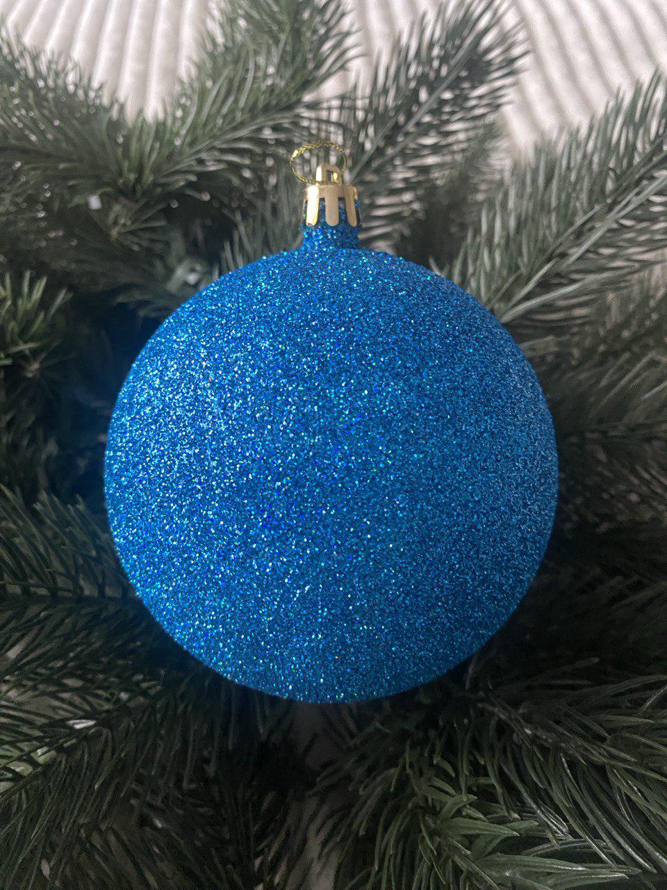 Куля новорічна глітер 100 мм Аквамарин (y0012) - фото 1