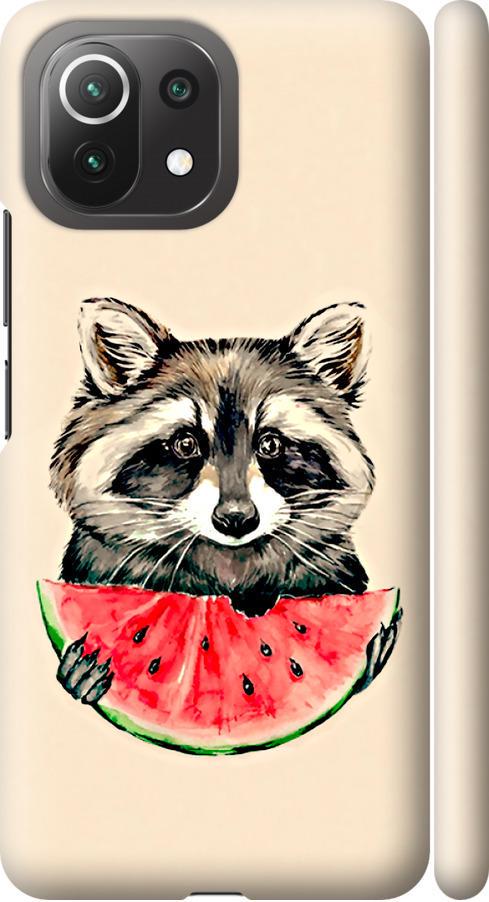 Чехол на Xiaomi Mi 11 Lite Енотик с арбузом (4605m-2281-42517)
