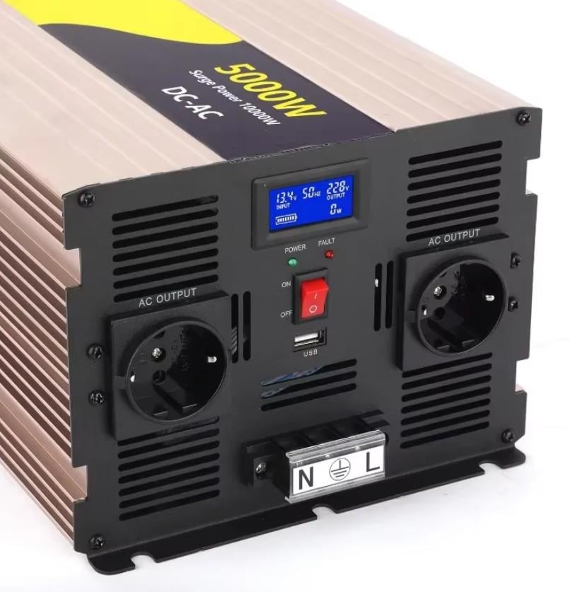 Автомобильный инвертор Pure Sine Wave Inverter 12-220 В 5000 Вт с чистой синусоидой (2104618829) - фото 5 Автомобильный инвертор Pure Sine Wave Inverter 12-220 В 5000 Вт с чистой синусоидой (2104618829) - фото 5