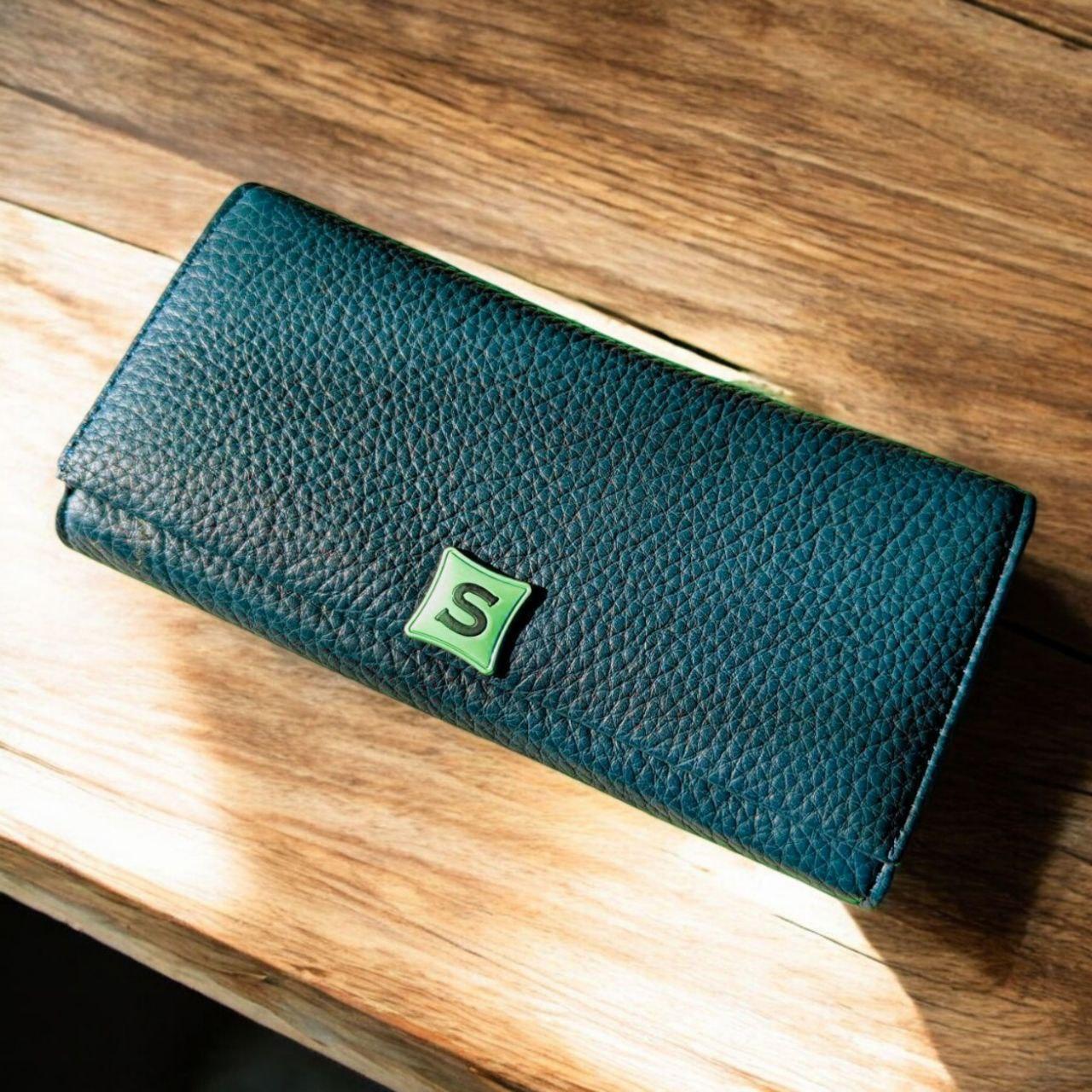 Кошелек женский на магните с внешней защелкой для мелочи Saralyn 3005-10 19х9,5 см Морская волна (3005-10)