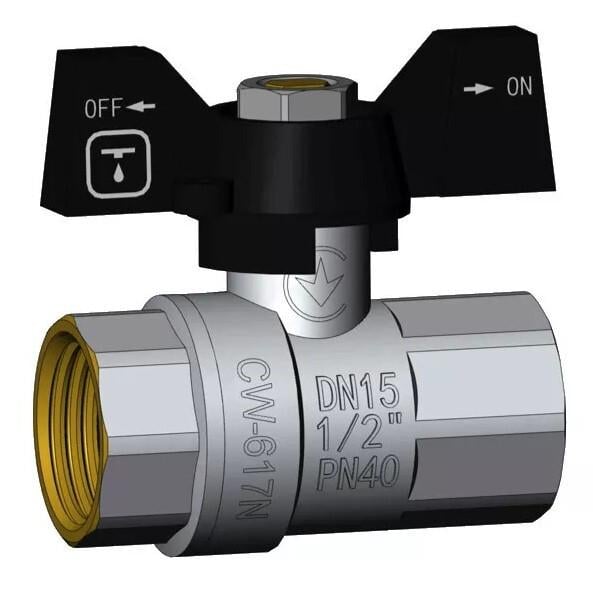 Кран шаровой ITAL IB110110 1/2" ВВ бабочка (172405) - фото 1 Кран шаровой ITAL IB110110 1/2" ВВ бабочка (172405) - фото 1