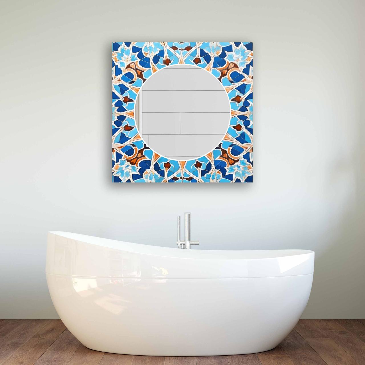 Зеркало на стену NovellaPrint с рисунком мозайки квадратное 70х70 см (2018.5)