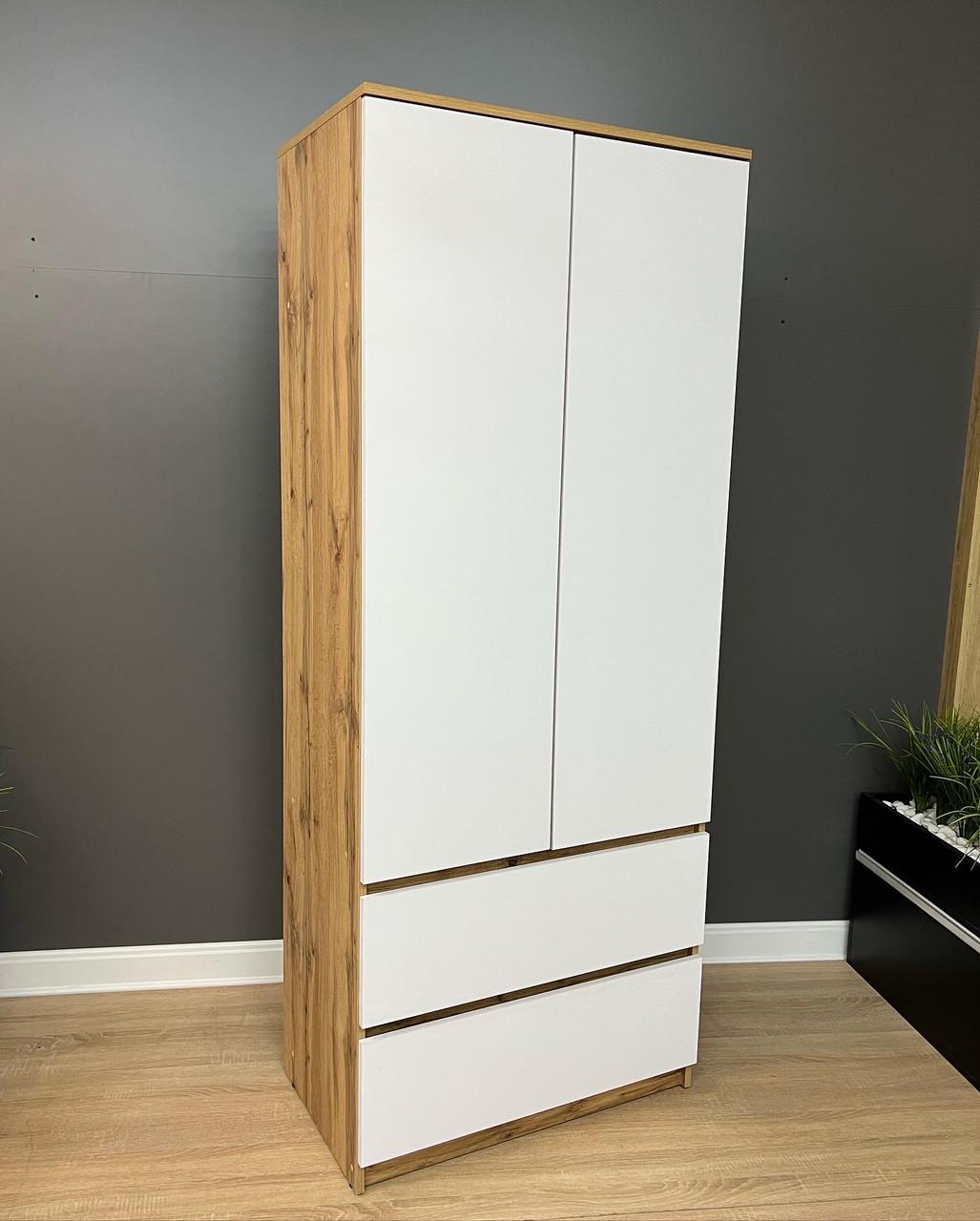 Шафа Кватро 2/2 з висувним вішаком 800х1990х470 мм Дуб аппалачі/Німфеа альба