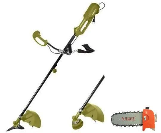 Коса газонна електрична ELTOS КГ-2800 шпуля з ліскою/3-пелюстковий косильний ніж/насадка висоторіз шина 300 мм (24630192)