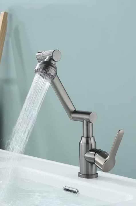 Змішувач для раковини поворотний складаний Water Tap Графітовий - фото 5