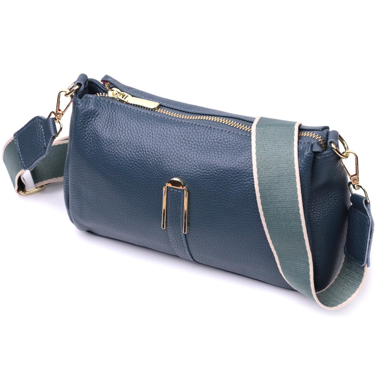 Женская сумка кросс-боди Vintage 22287 кожаная Синий