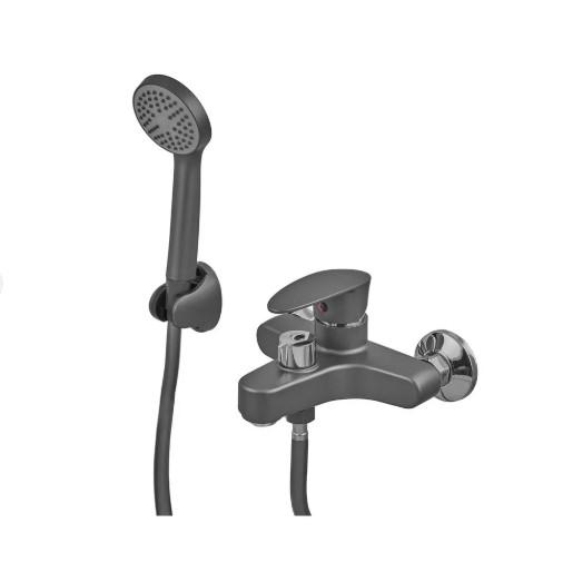 Змішувач для ванни PLAMIX CEZAR-009 EURO SET зі шлангом/лійкою та кронштейном Graphite (PM0694) - фото 2