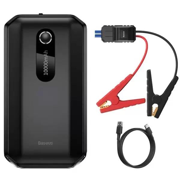 Пускозарядное устройство BASEUS AIR Car Jump Starter Super Energy с функцией павербанка 5 V 2,4 A и LED фонарика 3в1 12 V 10000 mAh 1000 A Black (CGNL020101)