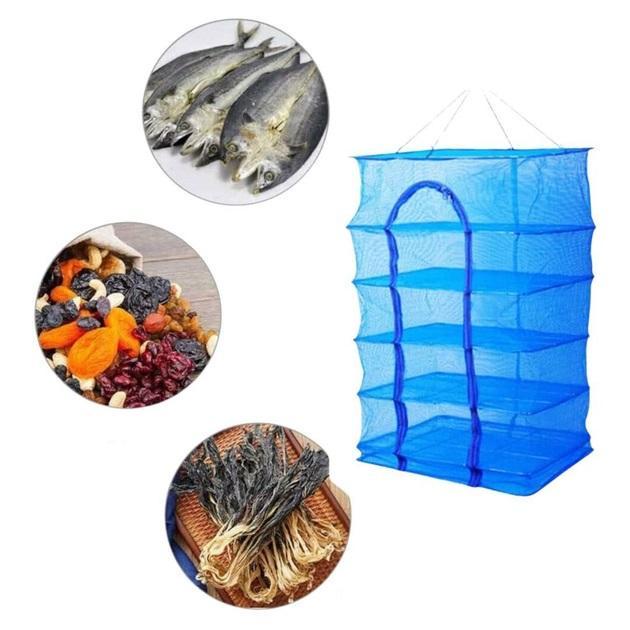 Сітка-сушарка підвісна для сушіння риби фруктів овочів грибів 5 ярусів 50х50х100 см Синій (Е051544) - фото 5
