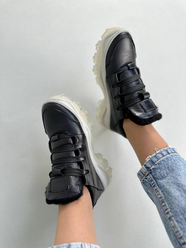 Кроссовки женские кожаные зимние р. 36 Черный (6401з/36) - фото 3