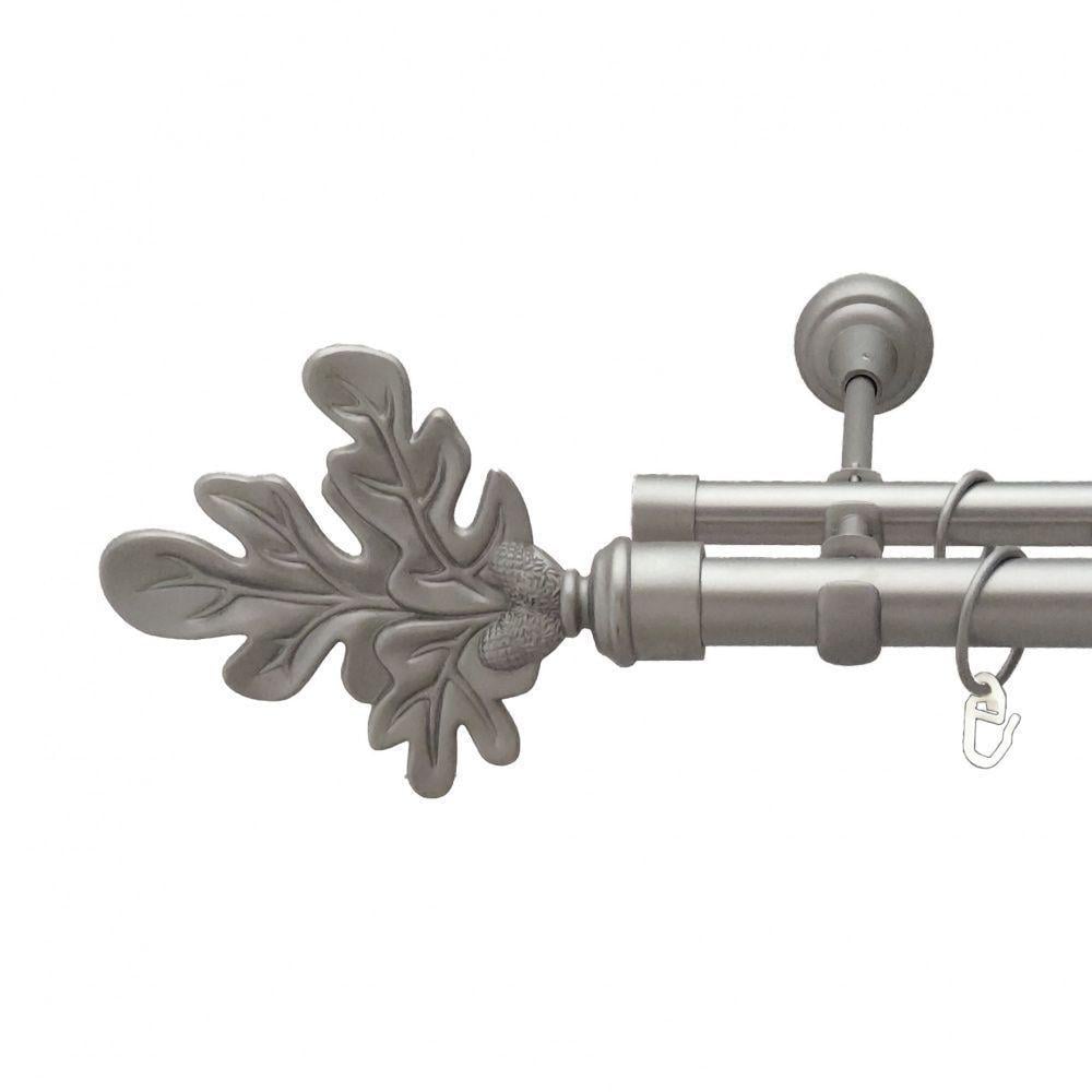 Карниз Orvit Листок Дуба металевий дворядний відкритий гладка труба кільце металеве 25/19 мм 160 см Сатин (00-00011091)