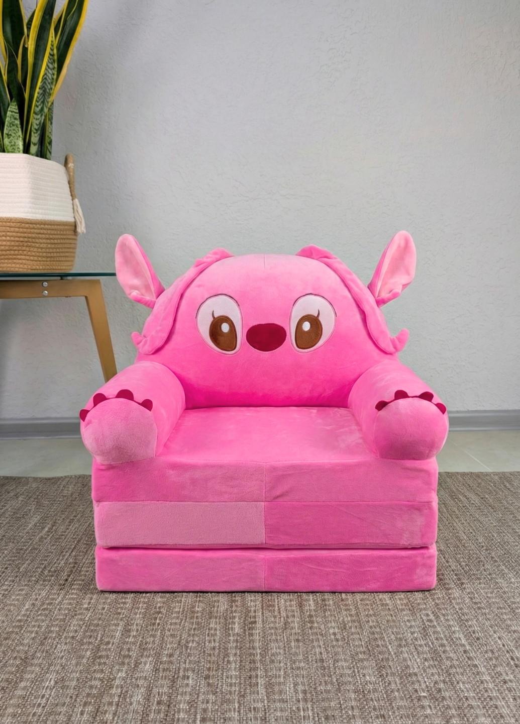 Кресло плюшевое Стич Angel для девочек раскладное в детскую комнату Розовый (280071) Кресло плюшевое Стич Angel для девочек раскладное в детскую комнату Розовый (280071)
