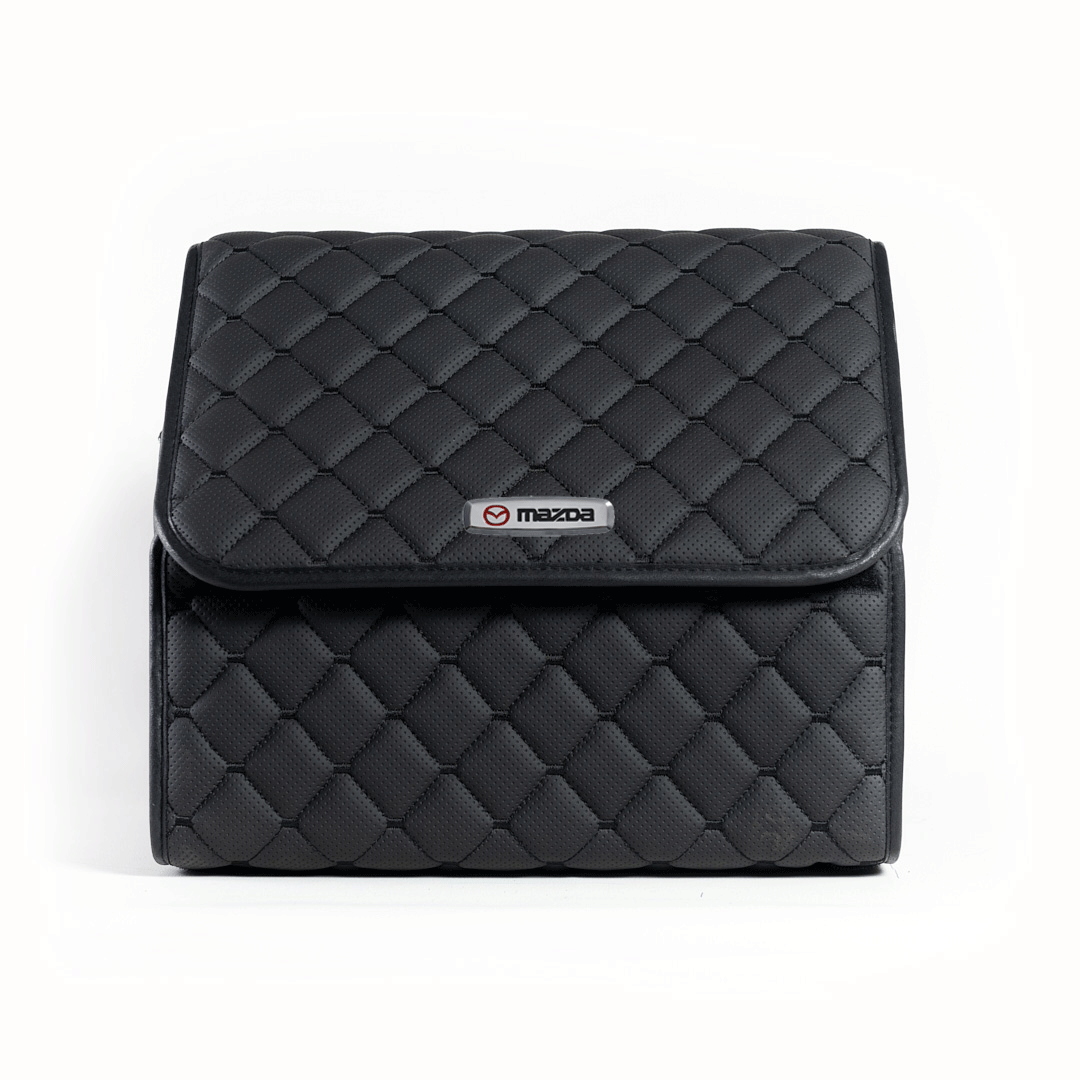 Сумка-органайзер с лого Mazda в багажник CarsBAG Экокожа 30x35x30 см Черный (acb-1036-5-30х35х30-025)