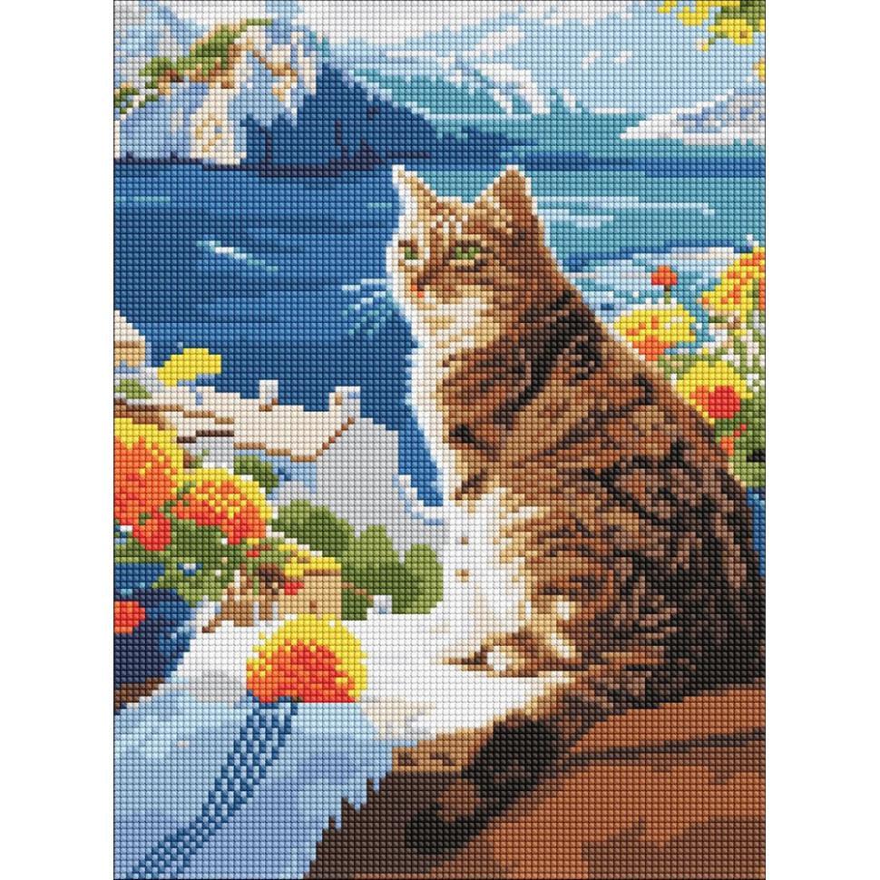 Алмазная мозаика Ideyka Мечтательный котик 30x40 см (AMO8129)