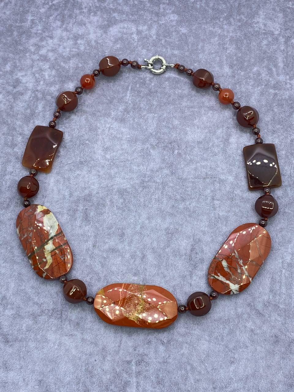 Бусы яшма и сердолик 48 см Коричневый (9951)