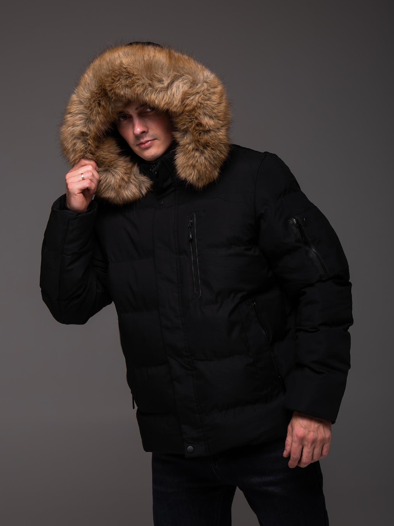 Куртка чоловіча зимова з хутром на капюшоні до -25°С XXL Чорний (2445/3) - фото 8 Куртка чоловіча зимова з хутром на капюшоні до -25°С XXL Чорний (2445/3) - фото 8