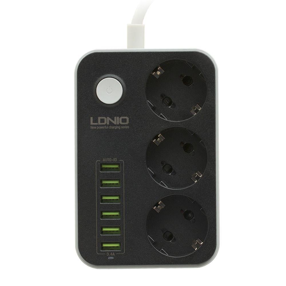 Подовжувач LDNIO SE3631 6USB 3.4A/3 Socket Чорний (33308973)