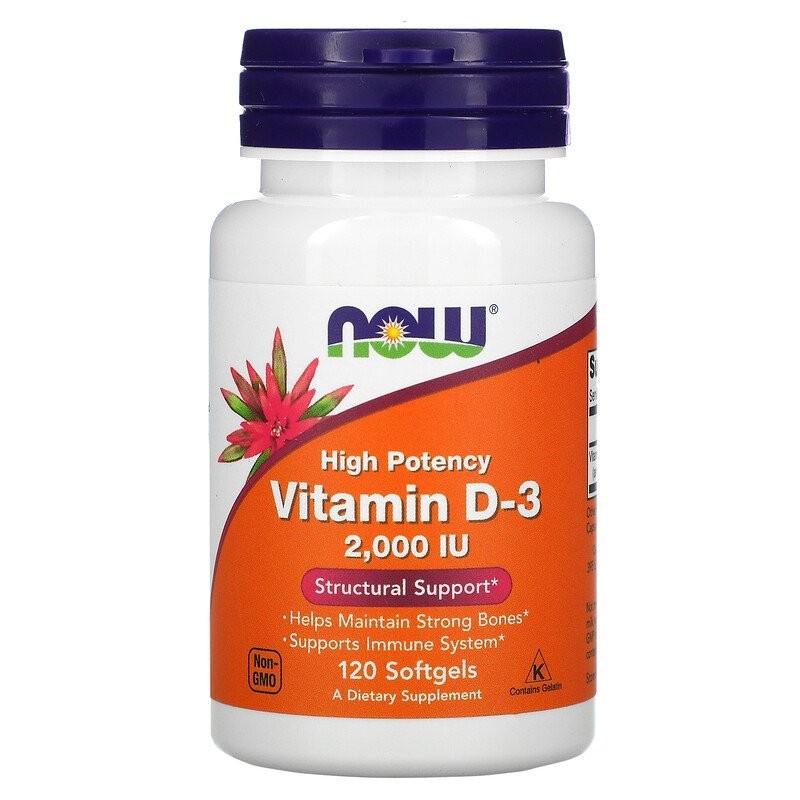 Витамины Now Foods Vitamin D-3 High Potency 2,000 IU 120 капсул