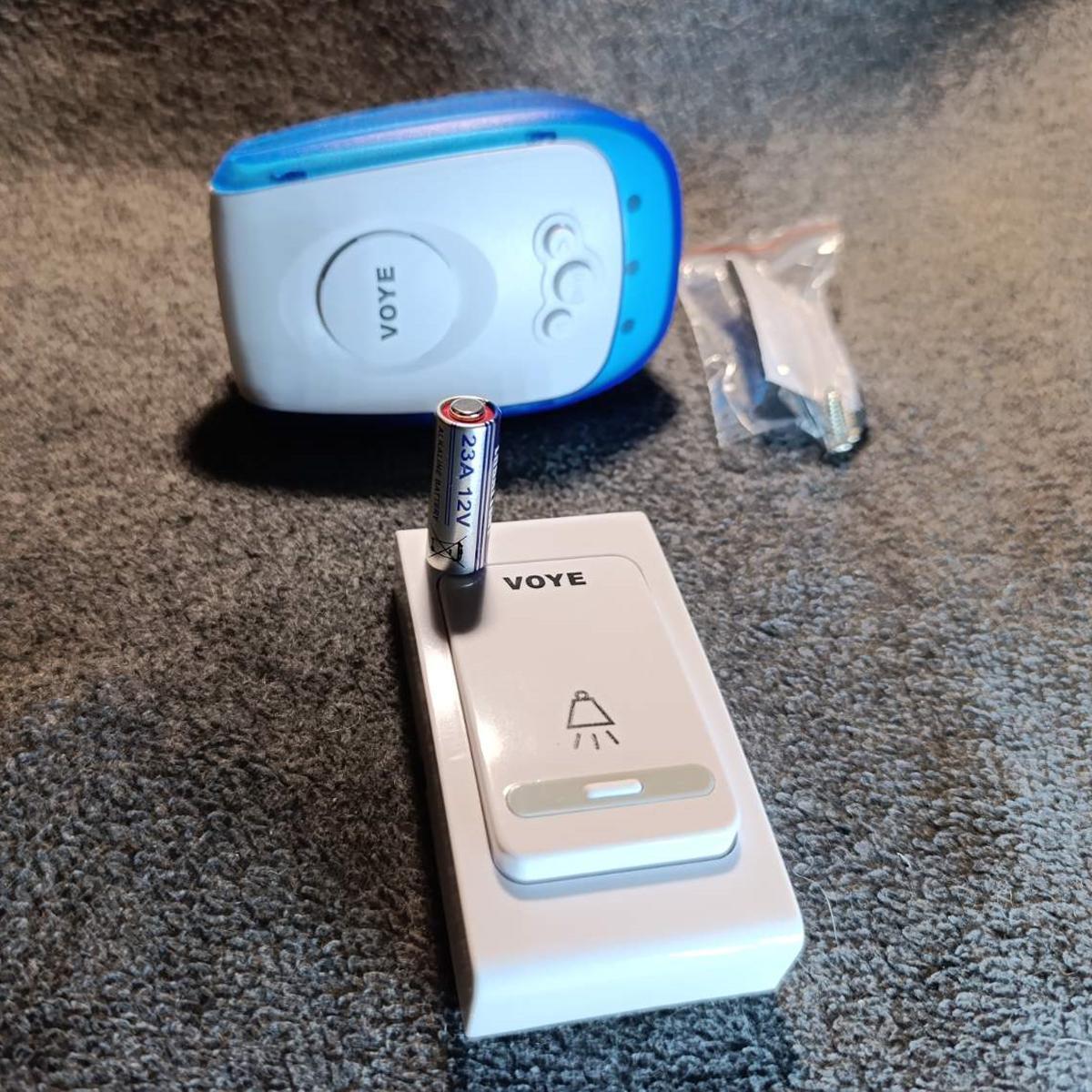 Дзвінок дверний бездротовий VOYE V009B WL-650 38 мелодій приймач у розетку 220V White/Blue (200287) - фото 8