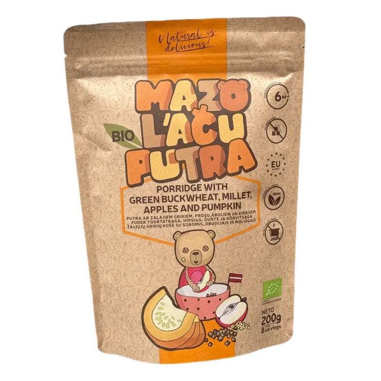Каша Mazo Lacu органическая Гречнево-пшеневая с яблоком и тыквой с 6 месяцев 200 г Каша Mazo Lacu органическая Гречнево-пшеневая с яблоком и тыквой с 6 месяцев 200 г