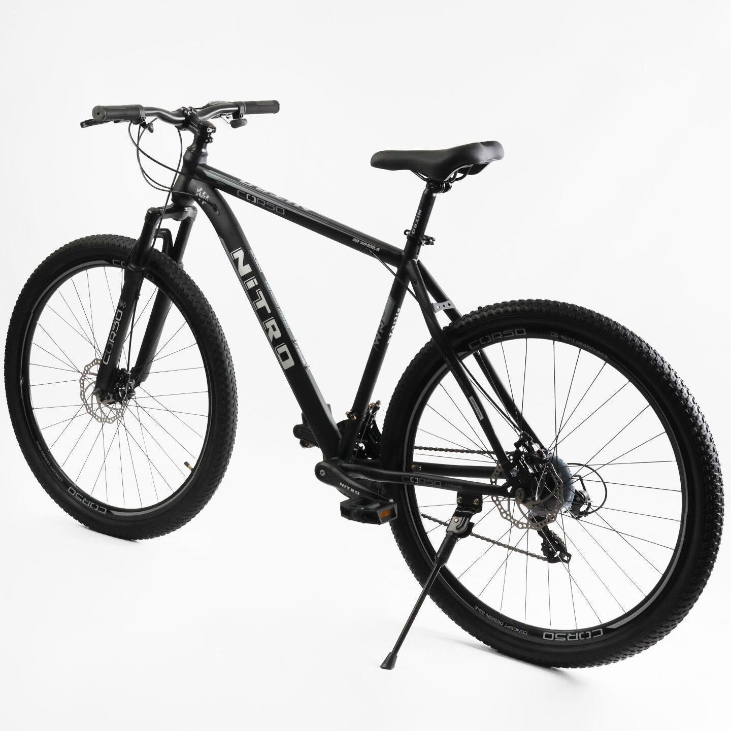 Велосипед горный Corso Nitro 29" оборудование Saiguan рама 21" Черно-белый - фото 3