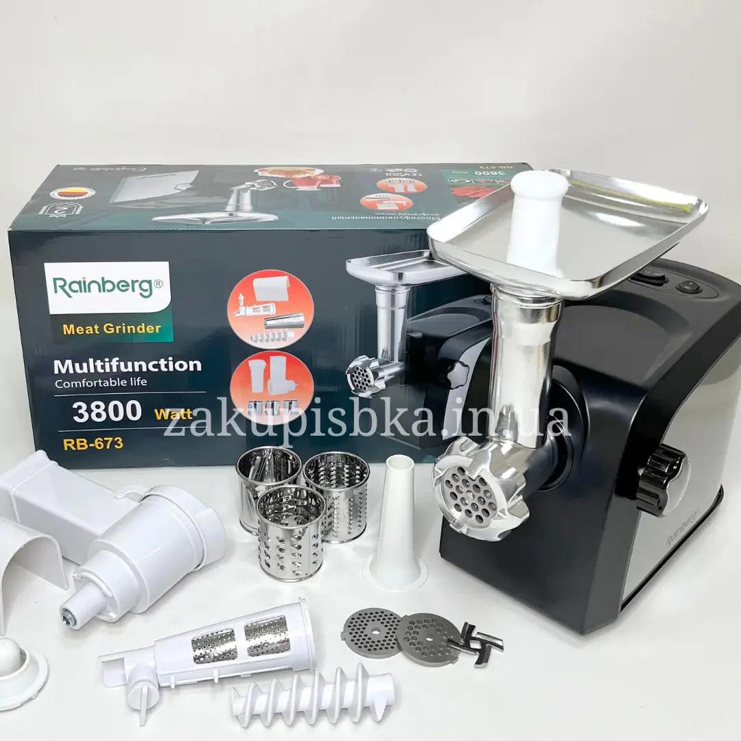 М'ясорубка електрична для томатного соку Rainberg RB-673 3800W з насадками (2588203107) - фото 2