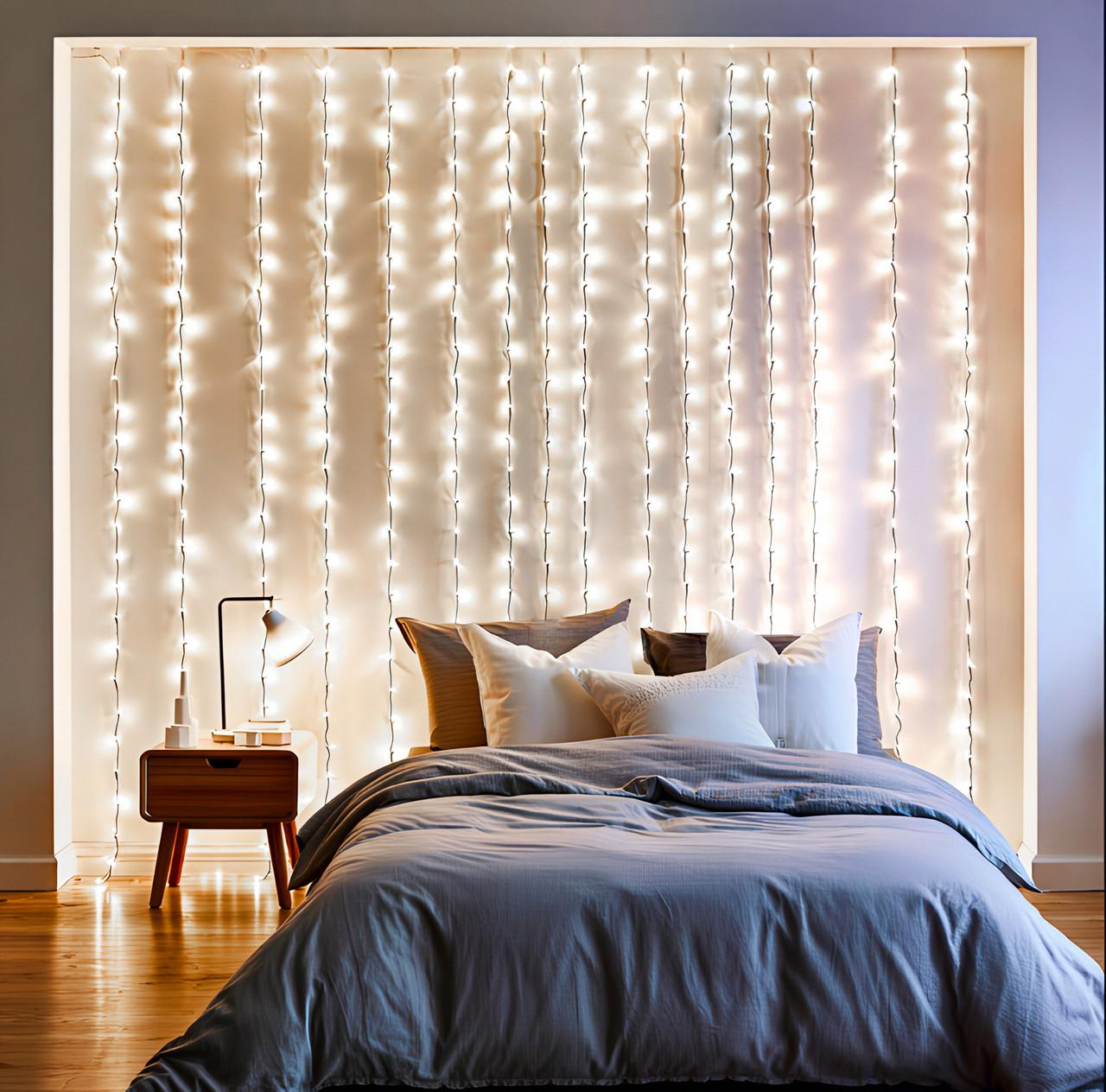 Гірлянда Штора 192 LED 3х3 м прозорий провід Білий