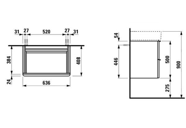 Тумба под умывальник подвесная Laufen SPACE H4101621601001 63,6x50x38,4 см Белый (71295) - фото 2