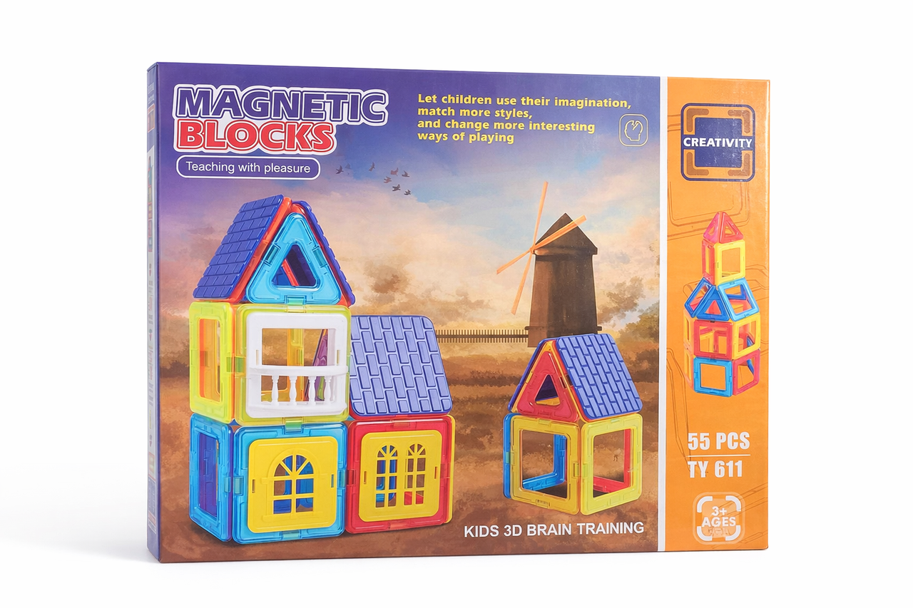 Конструктор магнітний 55 деталей логіка фантазія та моторика Конструктор магнітний 55 деталей логіка фантазія та моторика