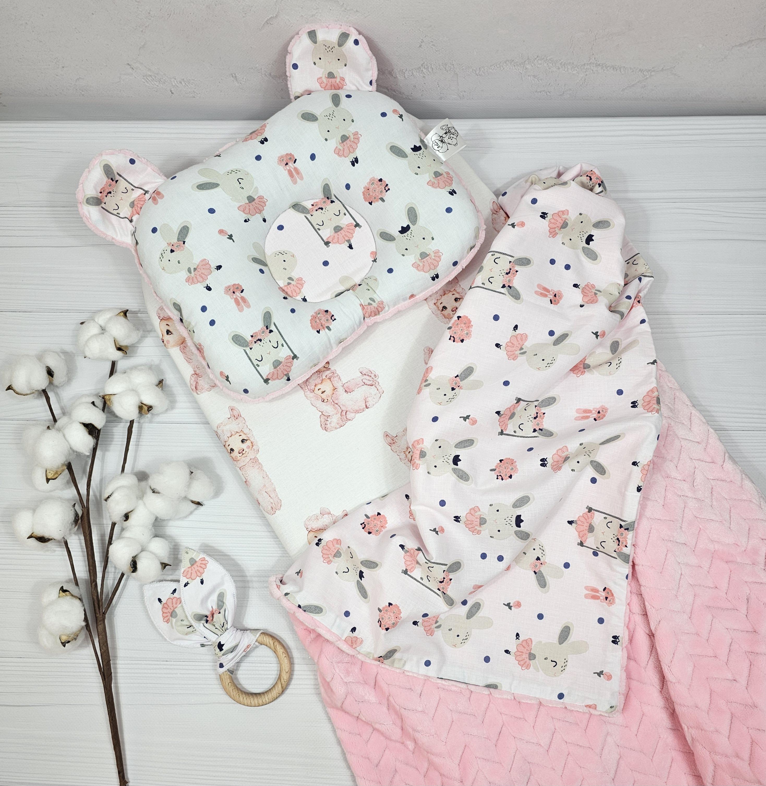 Набор детский в коляску/кроватку a.l.babybox Зайчики на качелях с простыней (25807586)