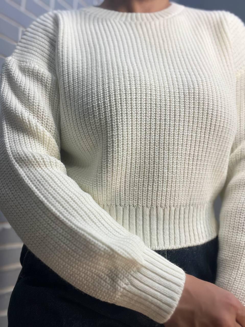 Свитер женский MIX RAY 6716 простой короткий базовый однотонный OS Белый (1235) - фото 2 Свитер женский MIX RAY 6716 простой короткий базовый однотонный OS Белый (1235) - фото 2