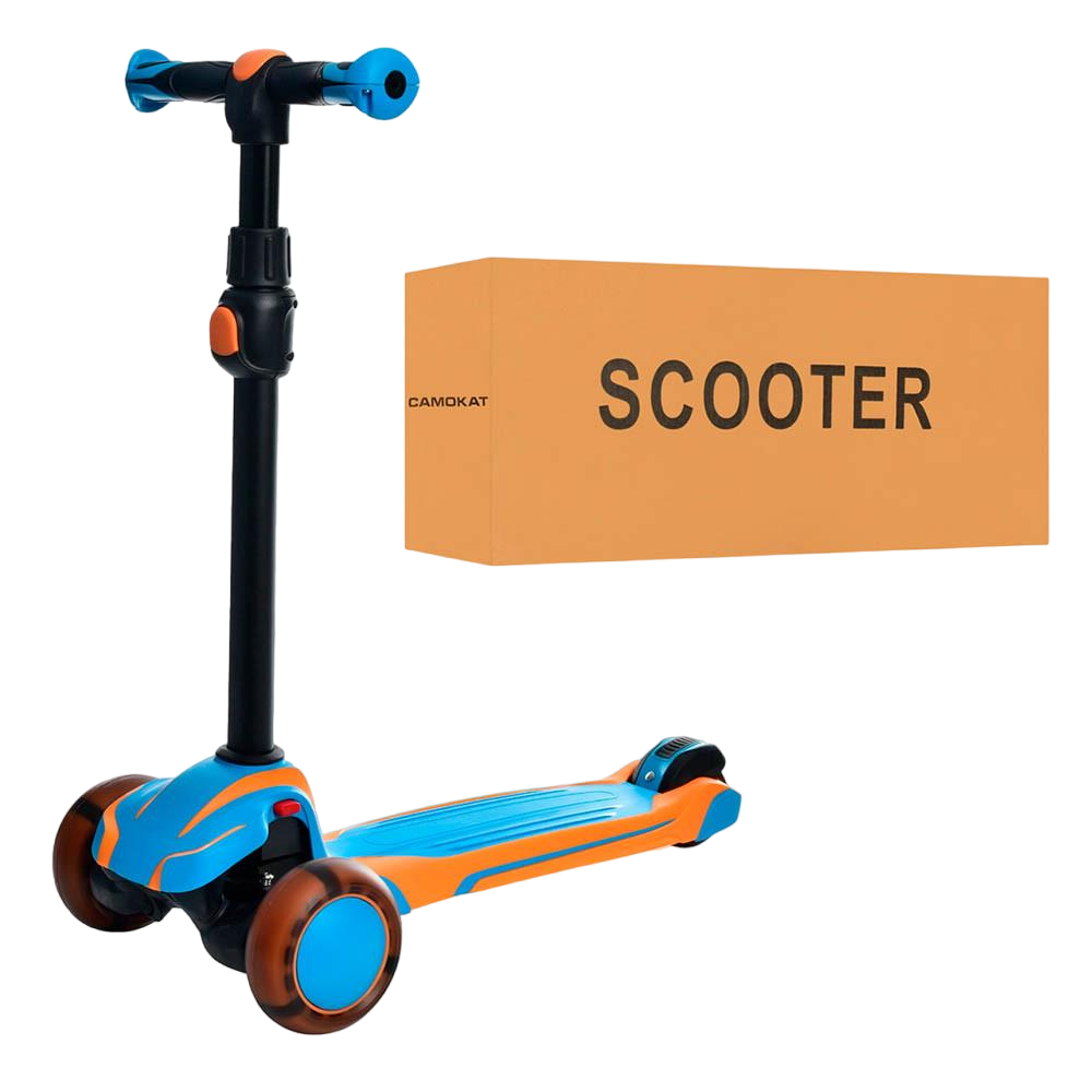 Самокат дитячий міський Scooter X1-BLY триколісний з підсвіткою коліс Синій з жовтим