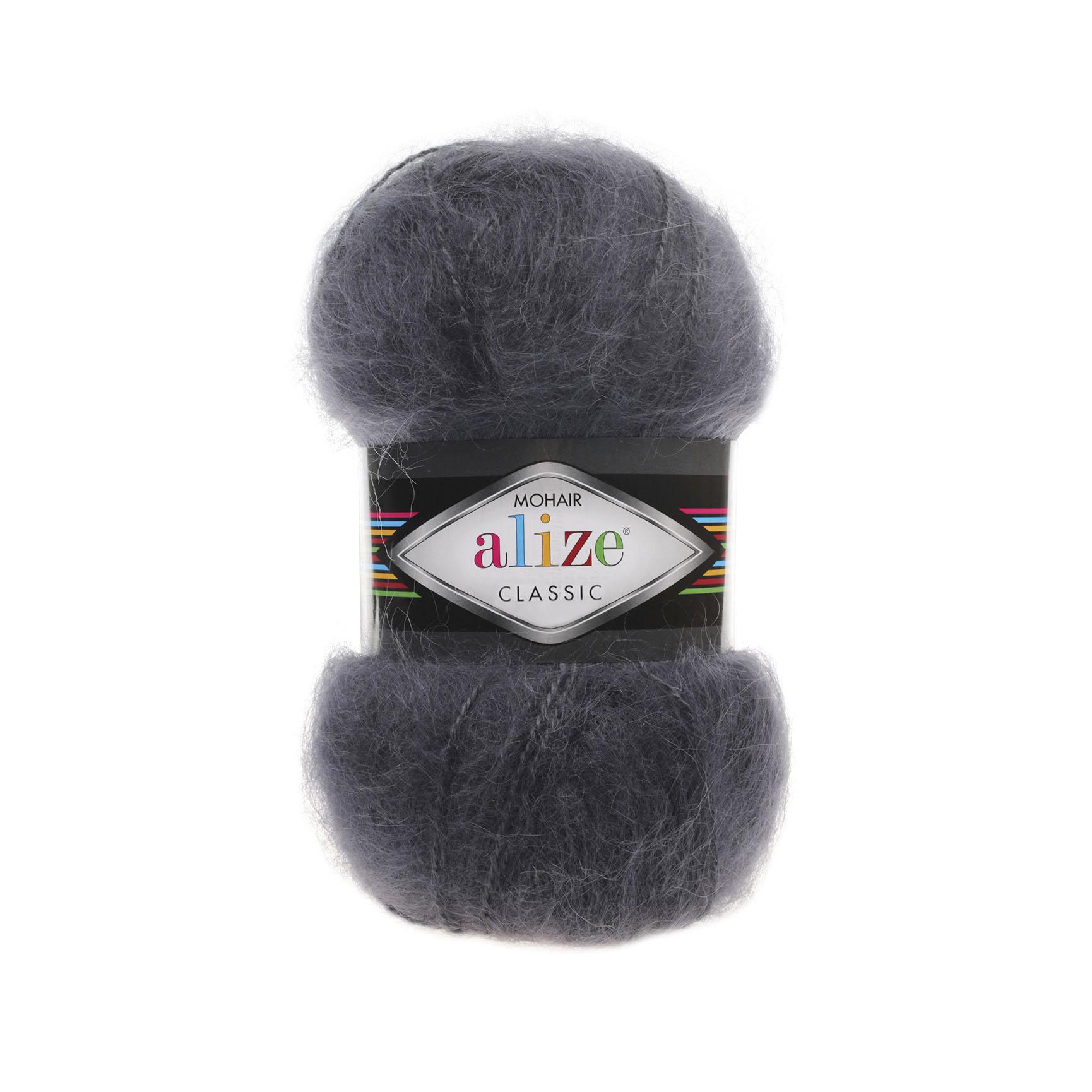 Пряжа Alize Mohair Classic 53 Темно-серый (6502)