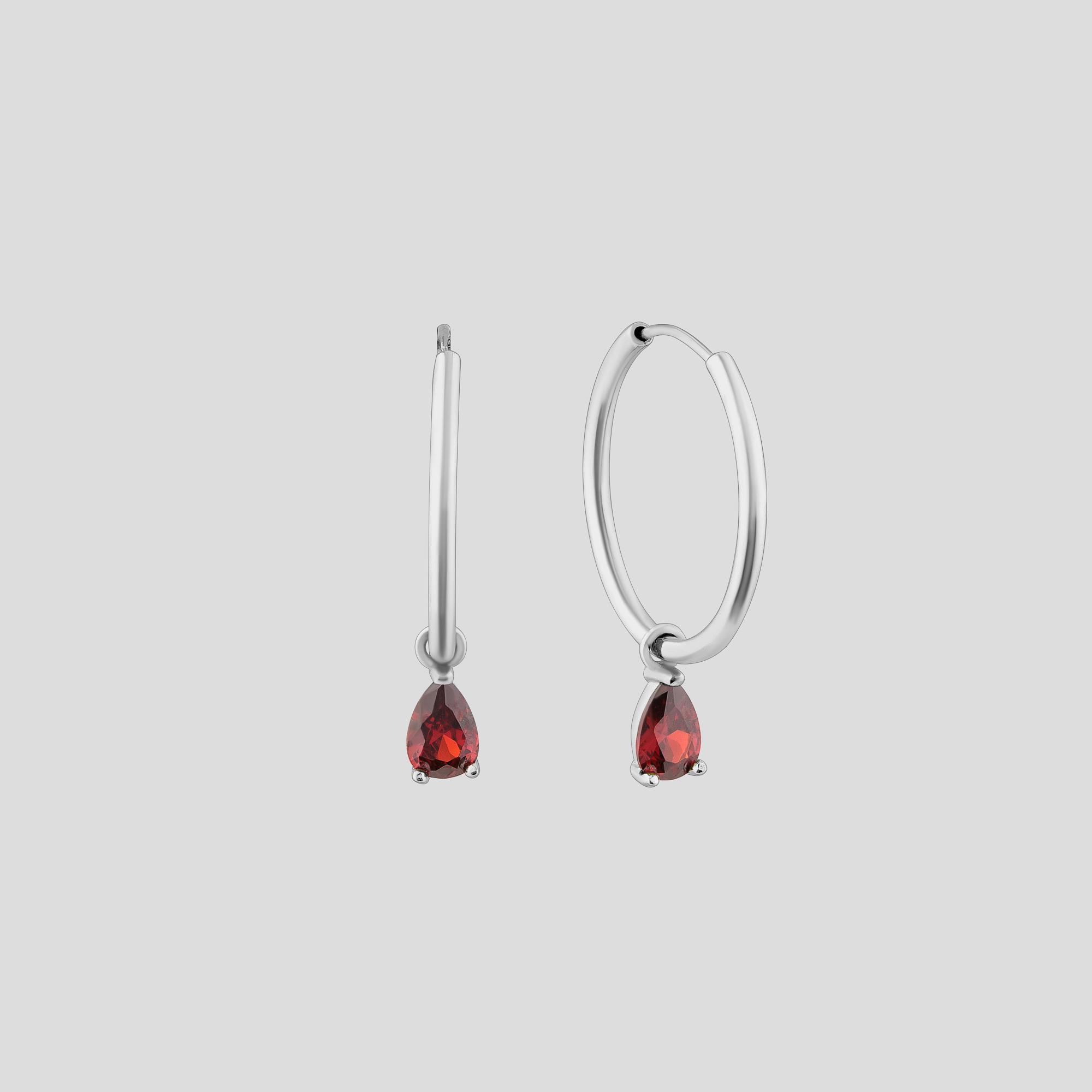 Серебряные серьги Minimal Красная мечта (17818)