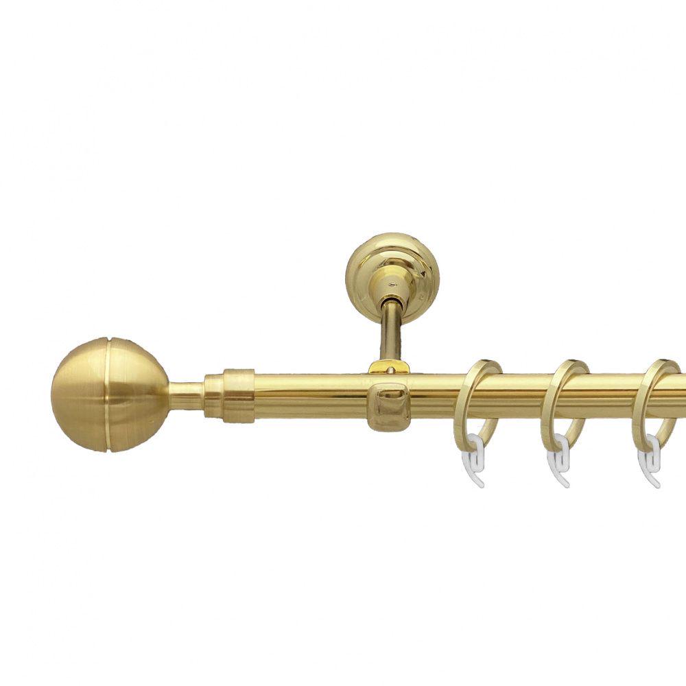 Карниз металлический Orvit Корсо однорядный открытый/гладкая труба/кольцо фасонное металлическое Золото 19 мм 200 см (00-00009219)