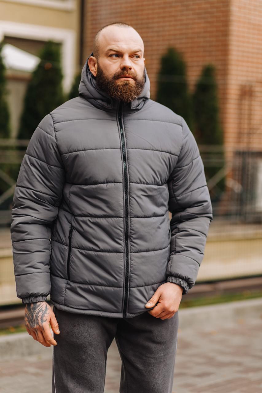 Куртка мужская зимняя с капюшоном теплая M Серый (D0047/2/2) - фото 3 Куртка мужская зимняя с капюшоном теплая M Серый (D0047/2/2) - фото 3