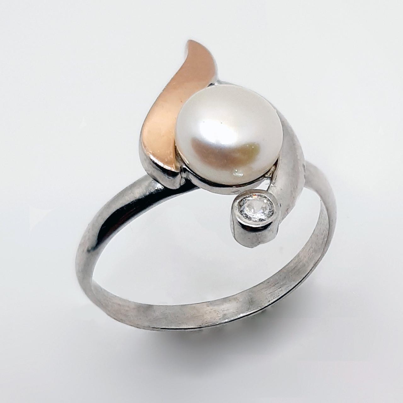 Кольцо серебро родий золотая накладка 925° 2,87 г р. 19 (2051578583)