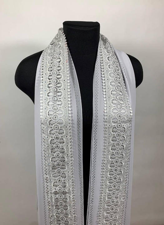 Шарф шифоновый с камешками Серый (ШарфШиф36)