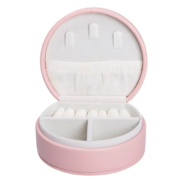 Ящик-органайзер для украшений дорожный на кнопке 10х9х4,5 см Розовый