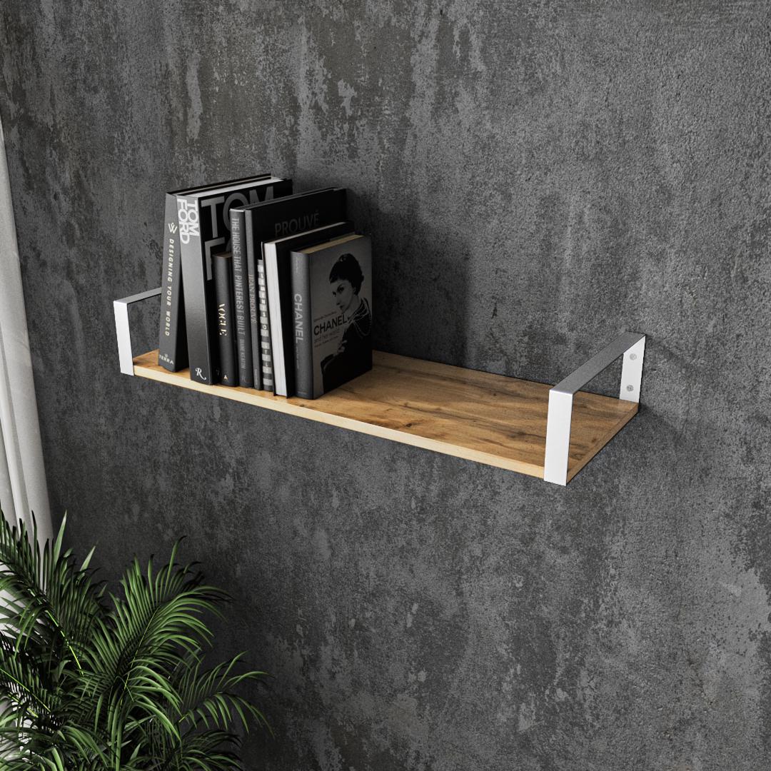 Полка настенная с металлическими креплениями 800x126x290 мм Дуб аппалачи/Белый (mxr-28-ap-wh)