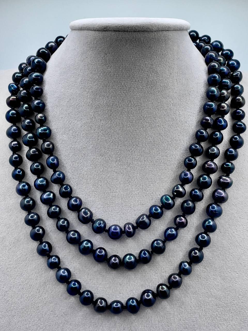 Бусы жемчуга 110 см 7 мм Черный (1651) Бусы жемчуга 110 см 7 мм Черный (1651)