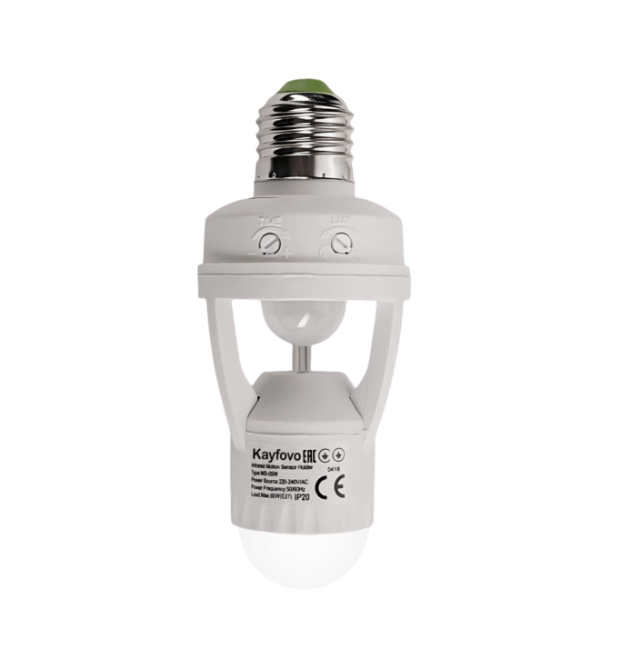 Датчик руху/освітлення інфрачервоний Kayfovo MS-84 з таймером у патрон E27 (28953) Датчик руху/освітлення інфрачервоний Kayfovo MS-84 з таймером у патрон E27 (28953)