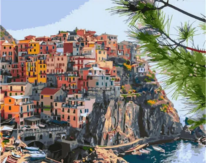 Картина по номерам Strateg Город на обрыве 40x50 см (VA-2868)