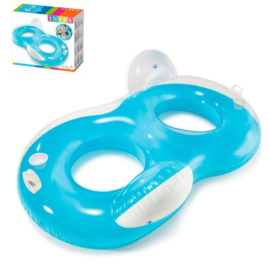 Надувний круг-крісло Inteх 56800 двомісний 198х117 см Блакитний (15360130) - фото 2