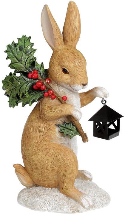 Статуэтка декоративная кролик с фонарем 10,5х9,5х21 см