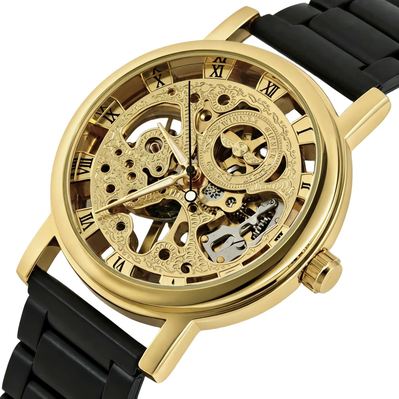 Наручний годинник Winner 2 ремінці Gold Metal Black (62790)