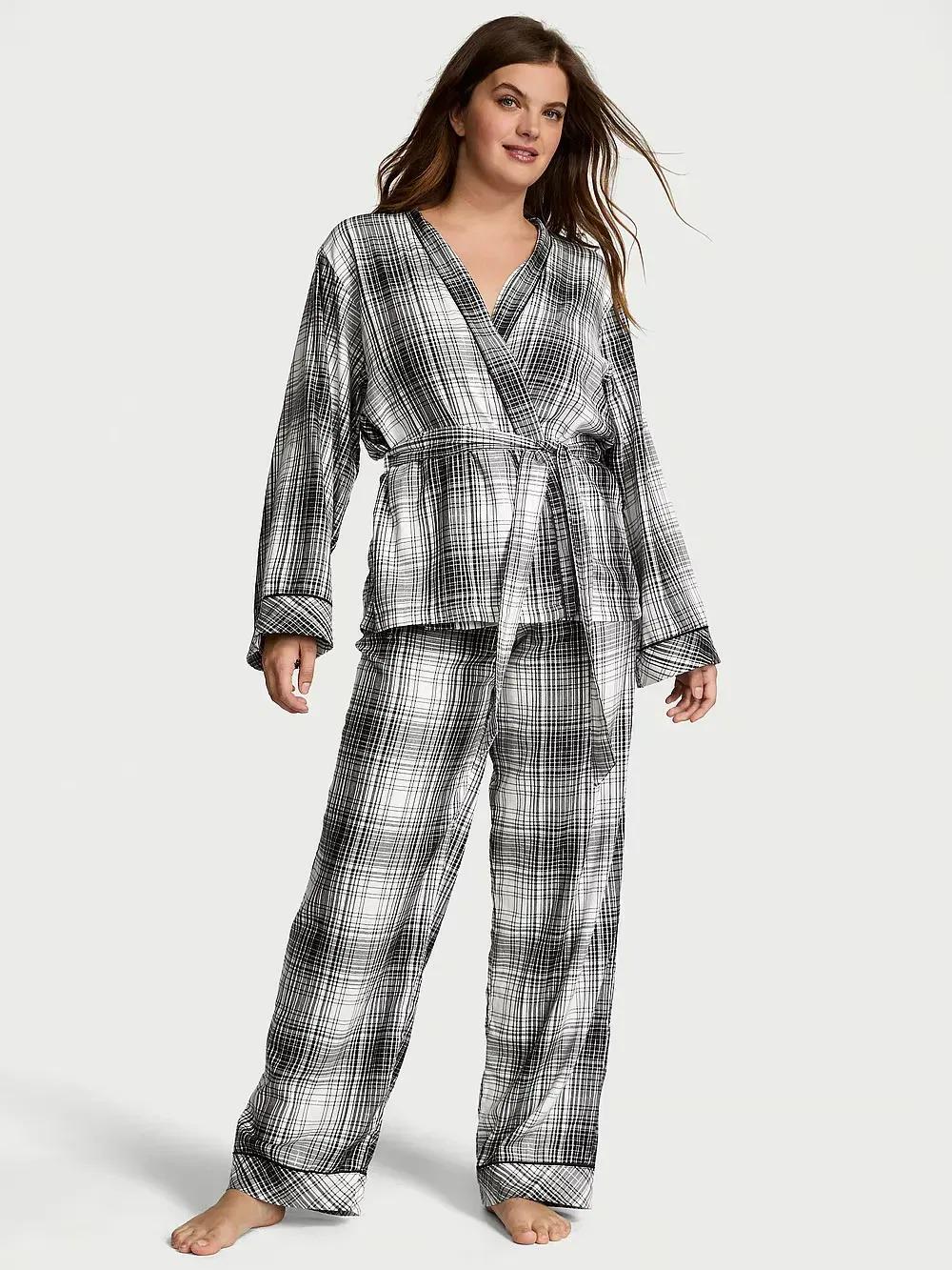 Піжама фланель сорочка/штани Victoria's Secret Wrap Flannel Long PJ Set XS Сірий (26811455D) Піжама фланель сорочка/штани Victoria's Secret Wrap Flannel Long PJ Set XS Сірий (26811455D)