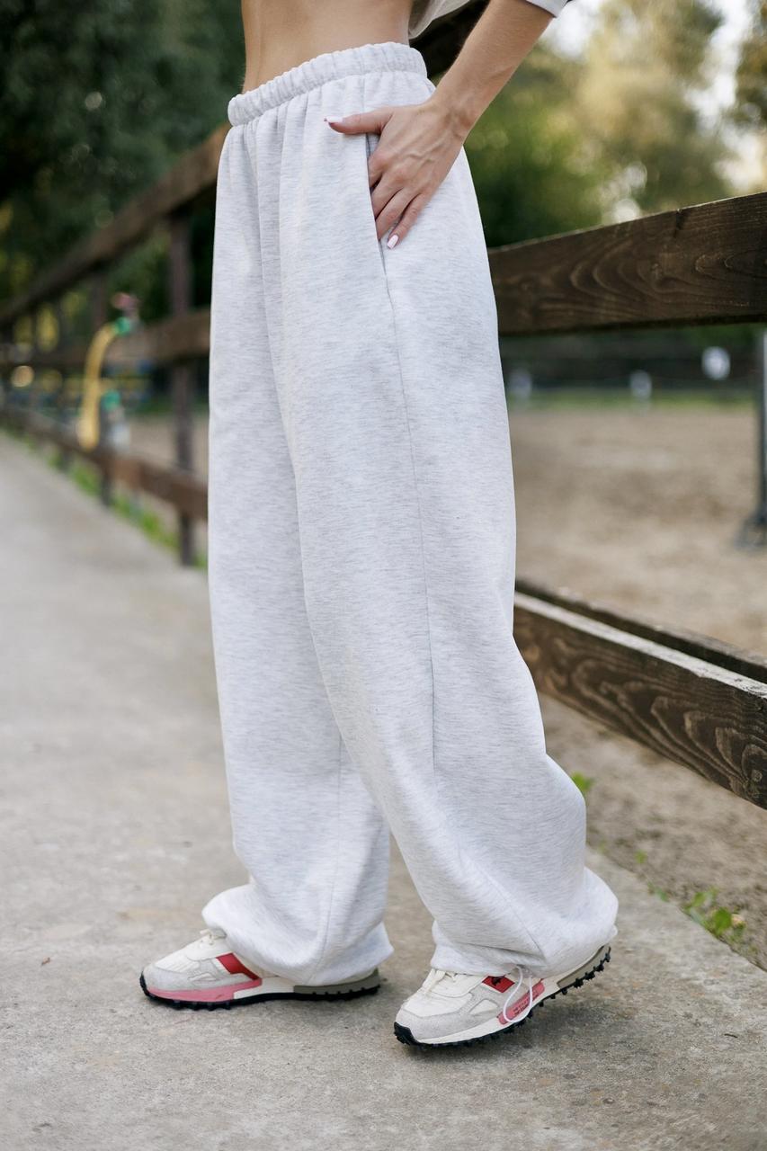 Брюки парашуты для девочек тринитка с начесом 164 см Меланж