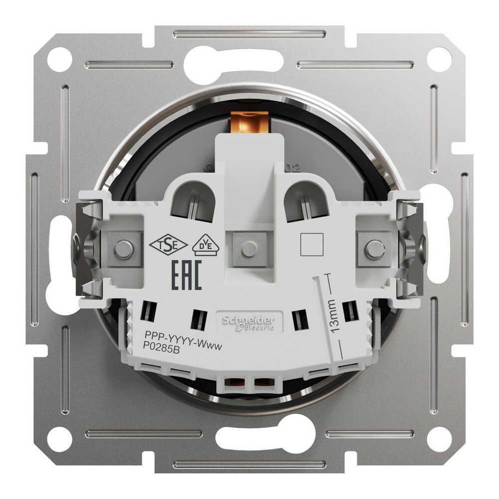 Розетка Schneider Electric 1-ная с заземлением с крышкой Антрацитовый (EPH3100171)
